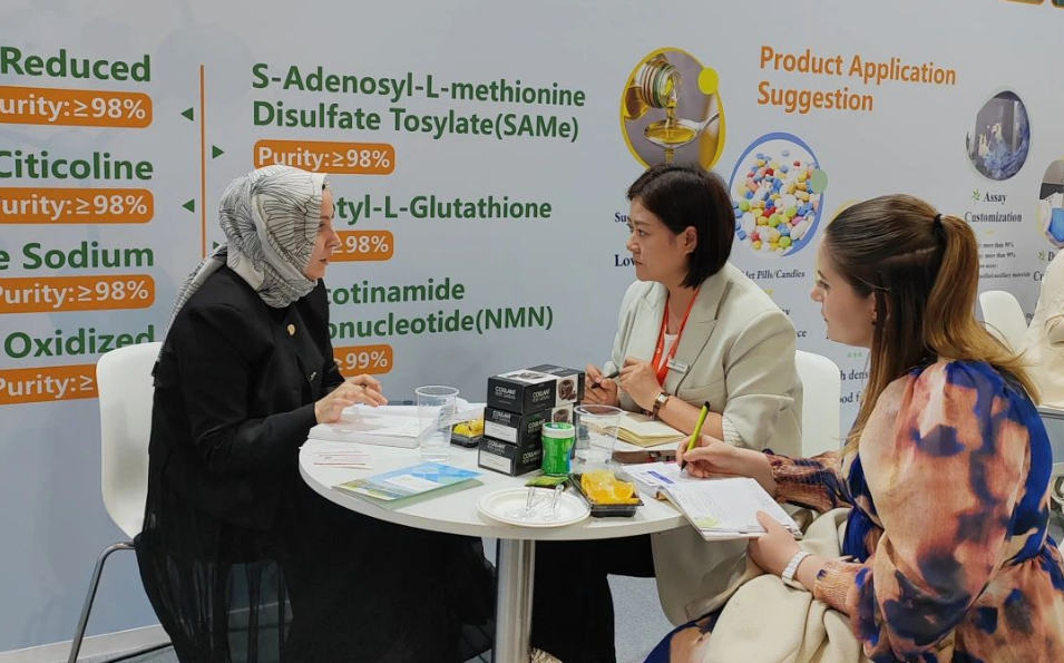 展會(huì)現(xiàn)場(chǎng)為客戶介紹公司產(chǎn)品